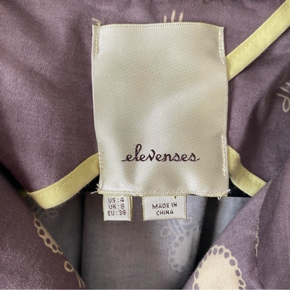 Anthropologie | Elevenses Novelty Print Floral Wrap Trench Coat Size 4 Purple - Picture 6 of 10